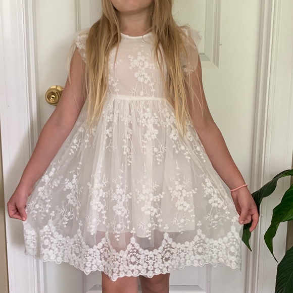 White lace summer dress with bow in the back 7T - Picture 1 of 16